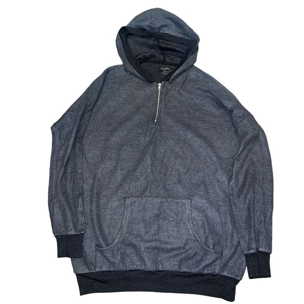 Alya Women's Medium 1/4 Zip Pullover Tunic Hoodie Gray Fleece Pouch Pocket Yoga